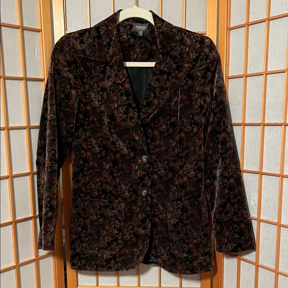 GARSON by Rem Garson Vintage Velvet Floral Women's Blazer Tapestry Jacket